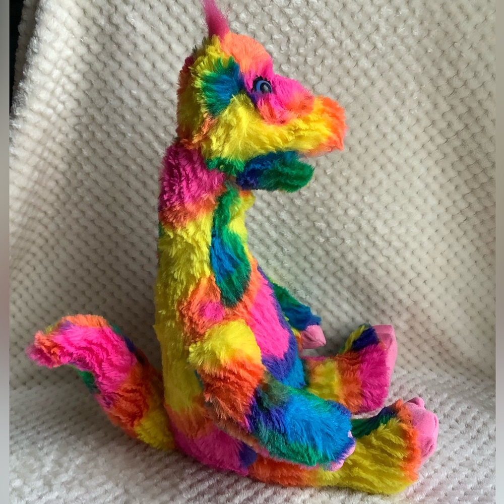 Build a Bear Workshop Plush Tie Dye Multi Coloured Dinosaur Stuffed Animal Toy